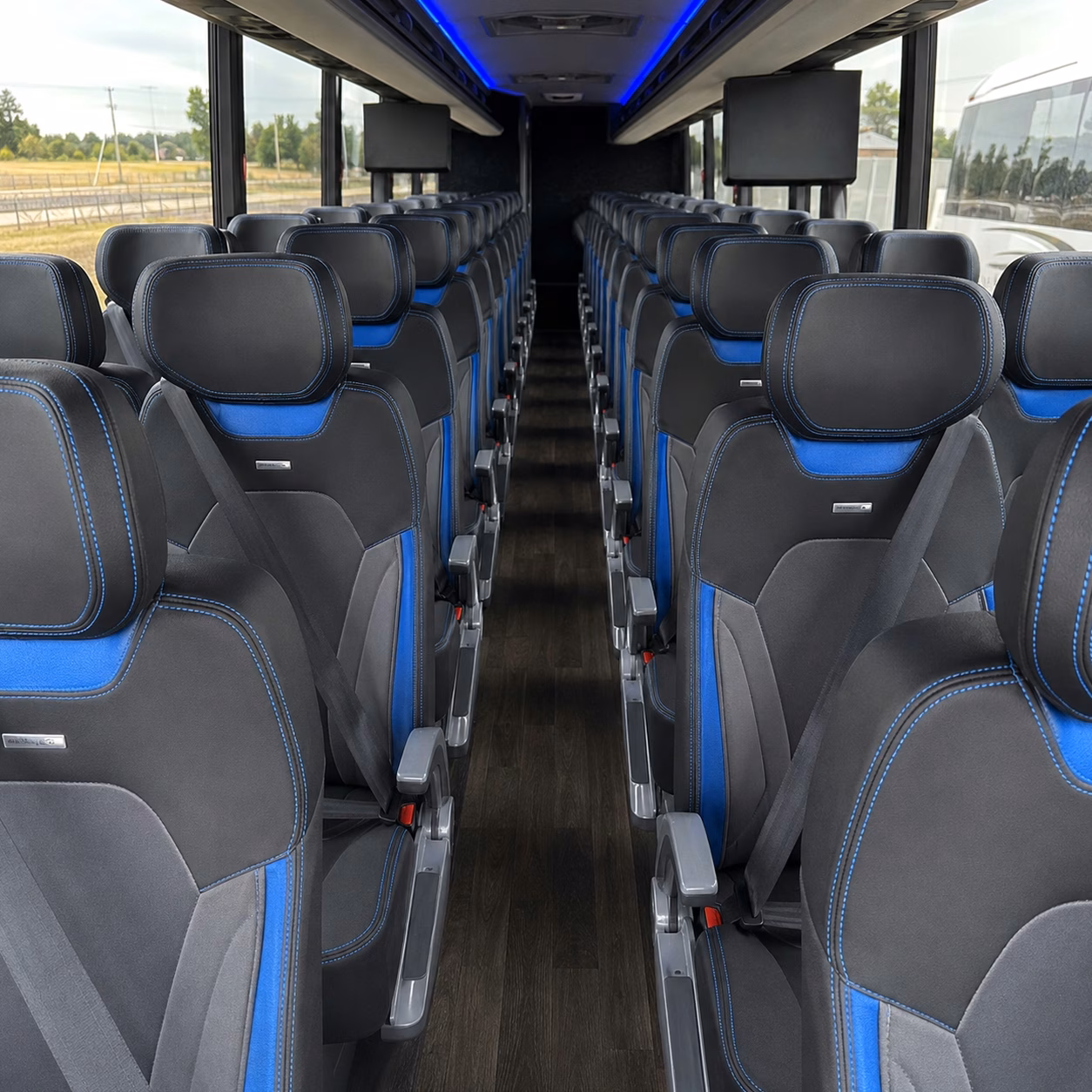 56 passenger charter bus inside